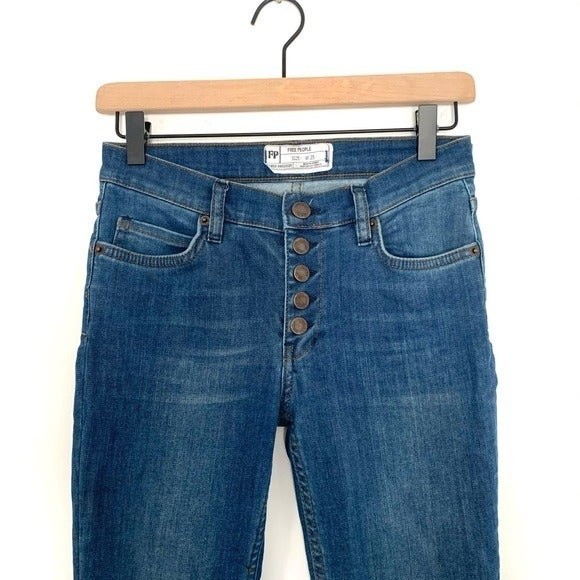 Free People Button Fly Reagan Raw Hem Skinny Jean - Picture 6 of 9